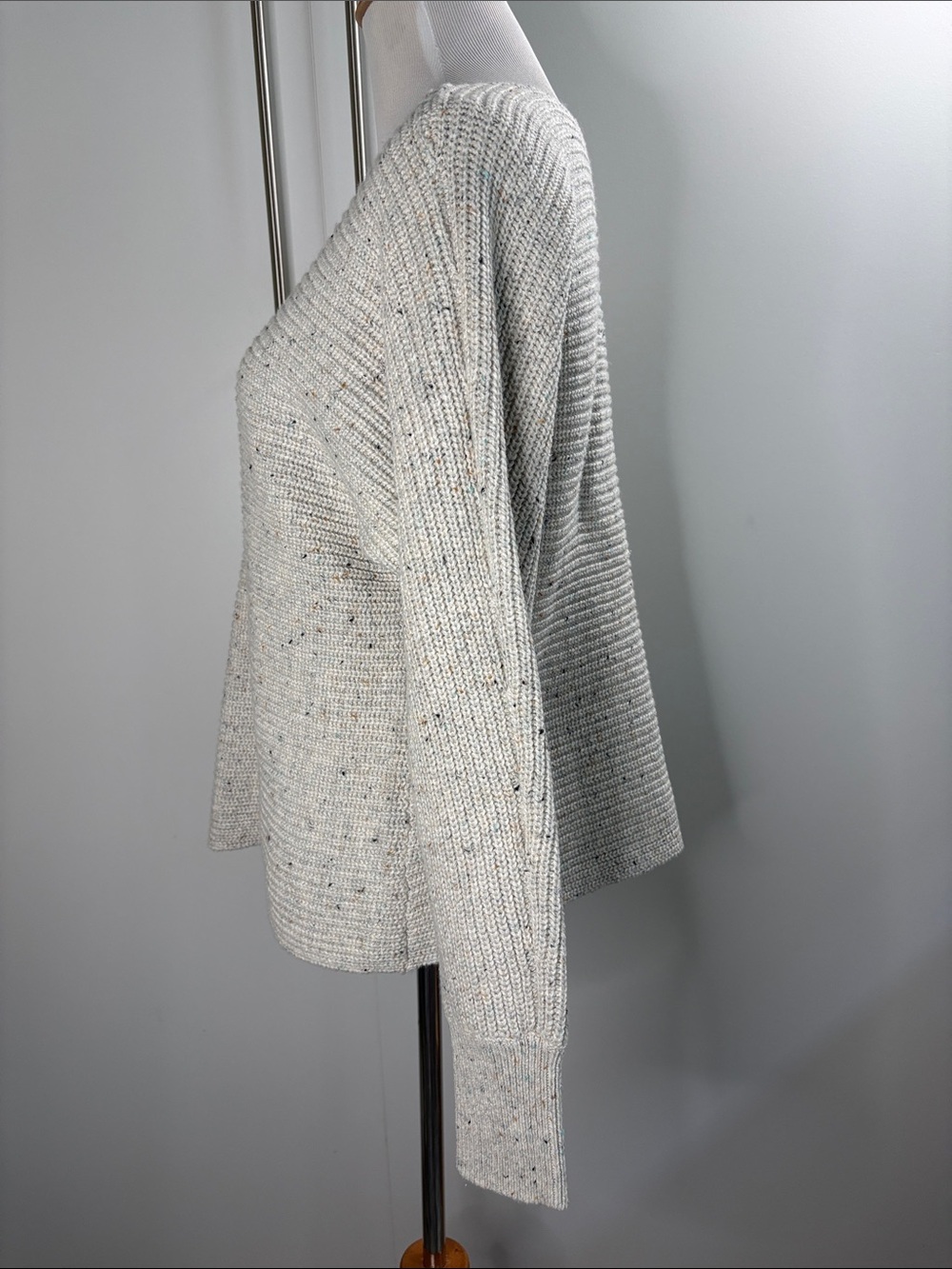 CAbi Speckled Light Gray Crewneck Cotton Sweater M #6451 - Picture 4 of 6